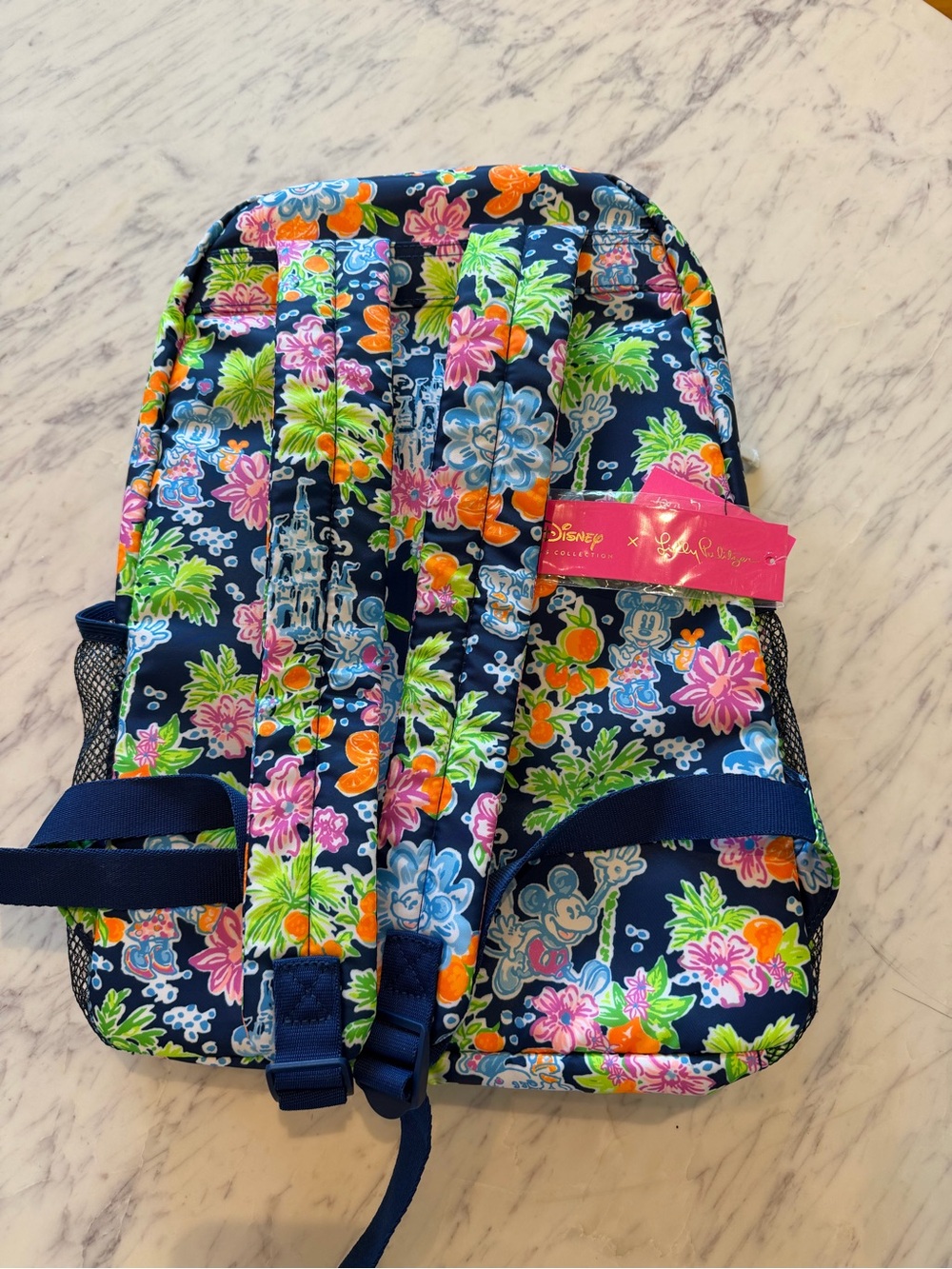 Lilly Pulitzer Loves Disney Mickey Minnie Mouse Aegean Navy Backpack New - Picture 3 of 7